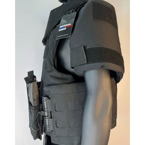 Бронежилет разгрузочный UNIVERSAL ARMOR в Набережных Челнах (СВМПЭ + бронеплиты Бр5 класса) черный