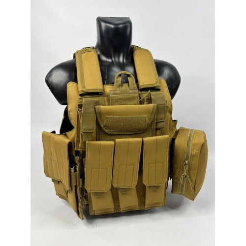 Тактический разгрузочный жилет «5 / пять карманов» с подсумками Tactical Molle Plate Carrier для съемных бронепластин в Набережных Челнах